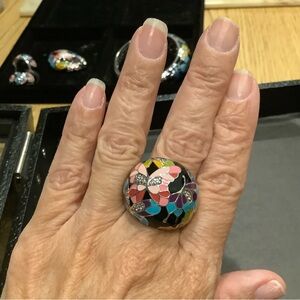 Bella Etoile butterfly kisses .925 silver and enamel ring